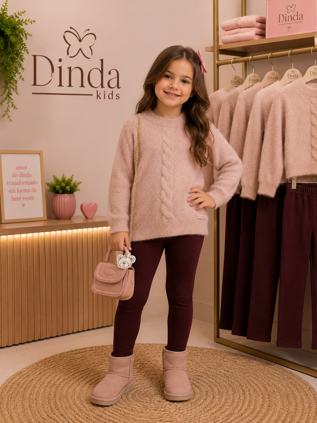 Suéter Infantil em Lã Felpuda com Tranças