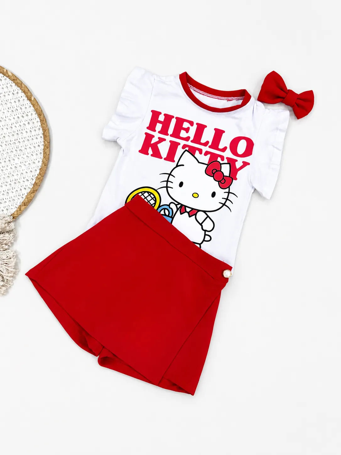 Conjunto Infantil Hello Kitty Algodão e Crepe | Dinda Kids