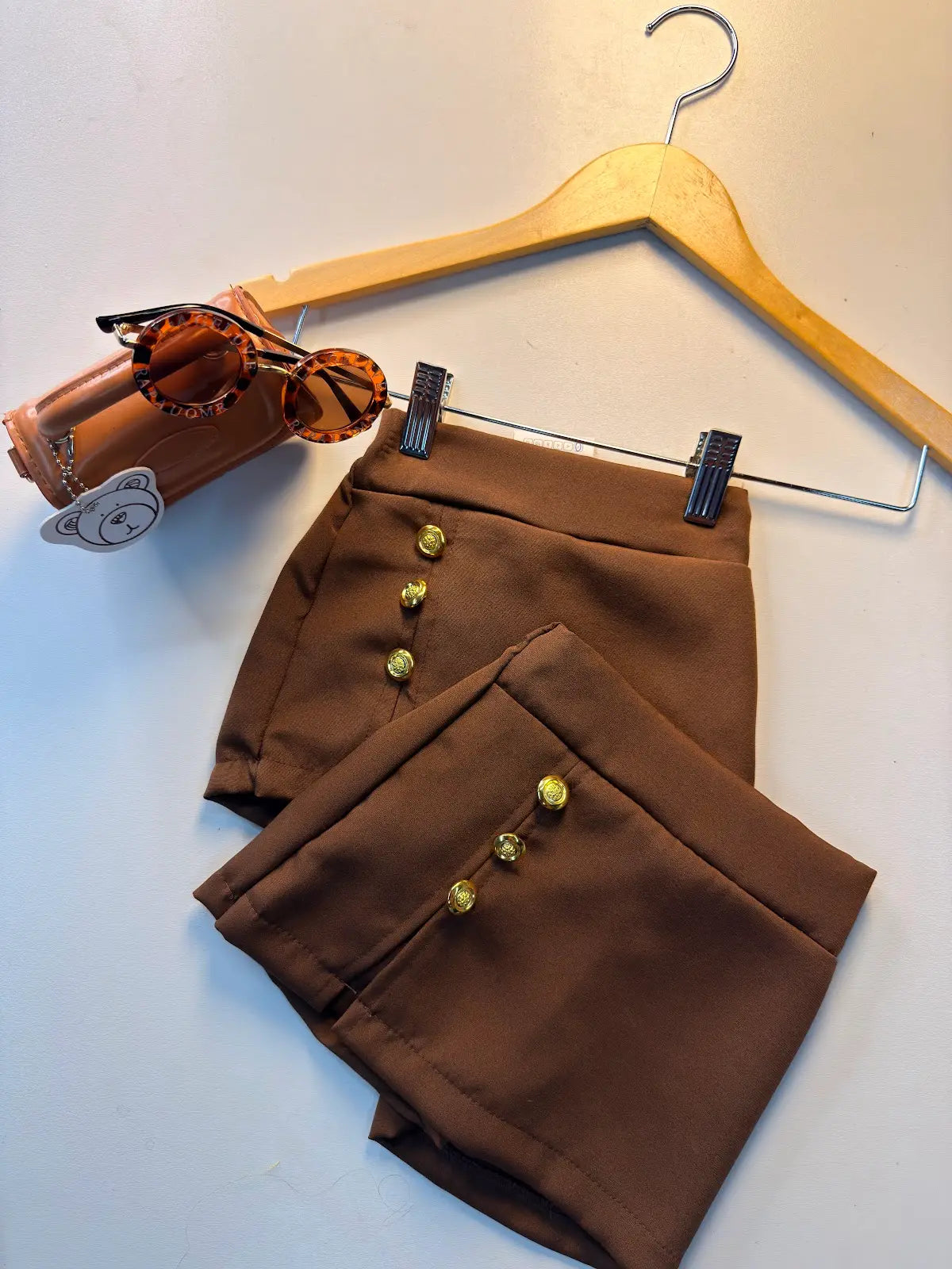 Short Saia Infantil Alfaiataria com Botões Dourados