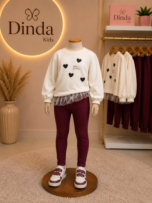 Conjunto Infantil Moletom com Tule e Legging Flanelada