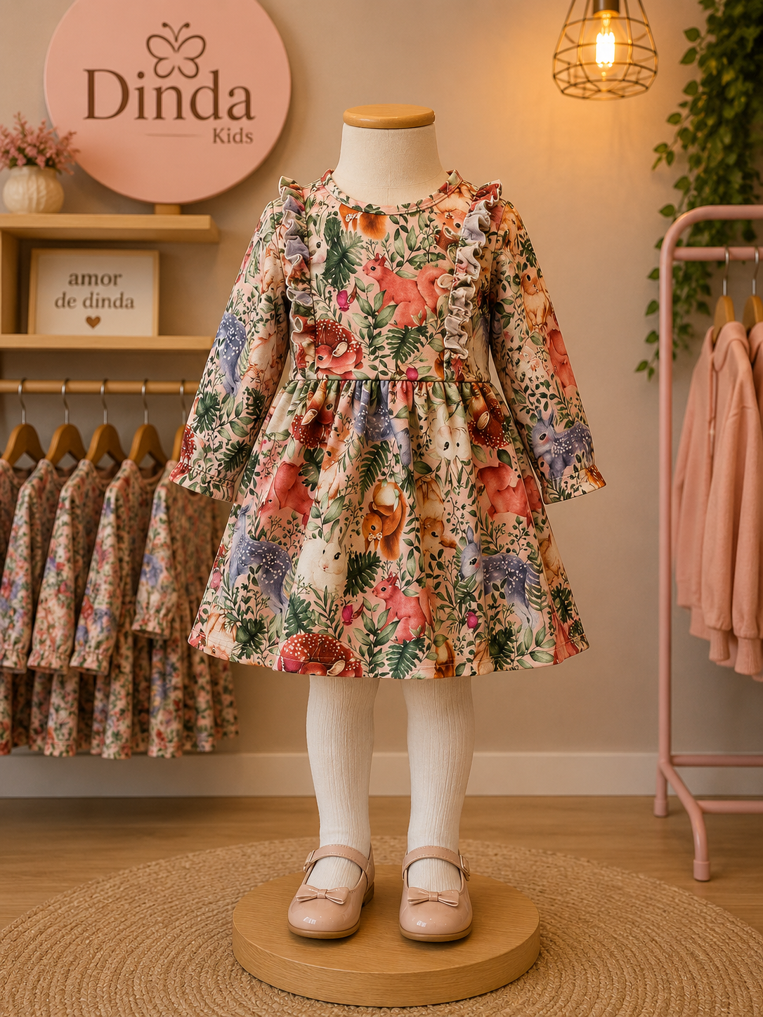 Vestido Infantil de Inverno em Moletinho com Babados