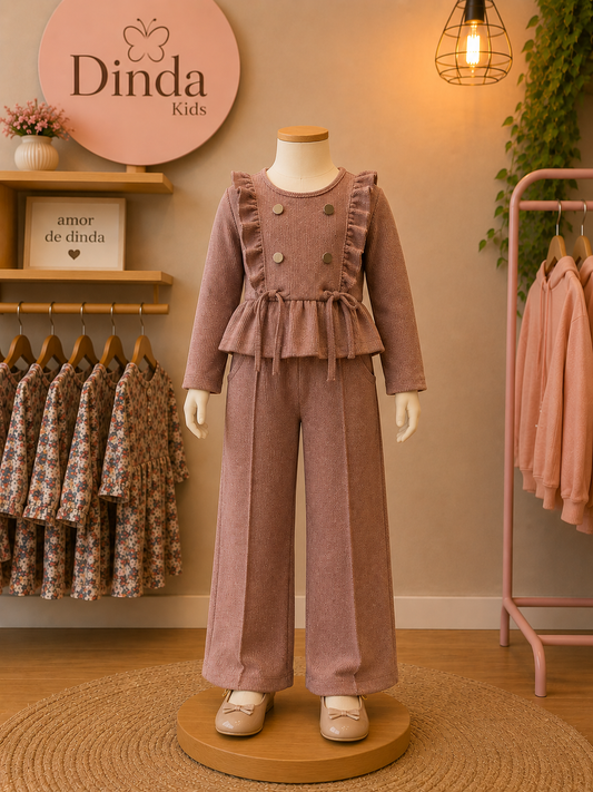 Conjunto Infantil Mesclado Rosa com Calça Flare