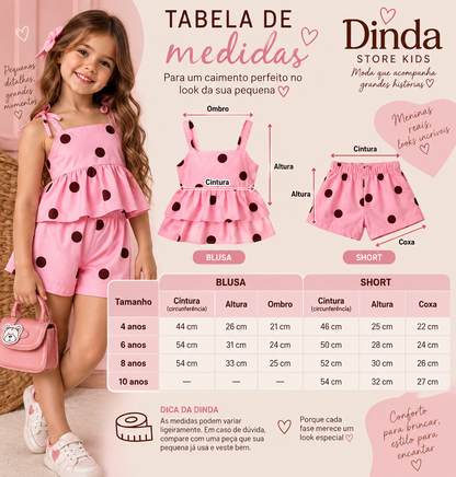 Conjunto short e blusa batinha em poá