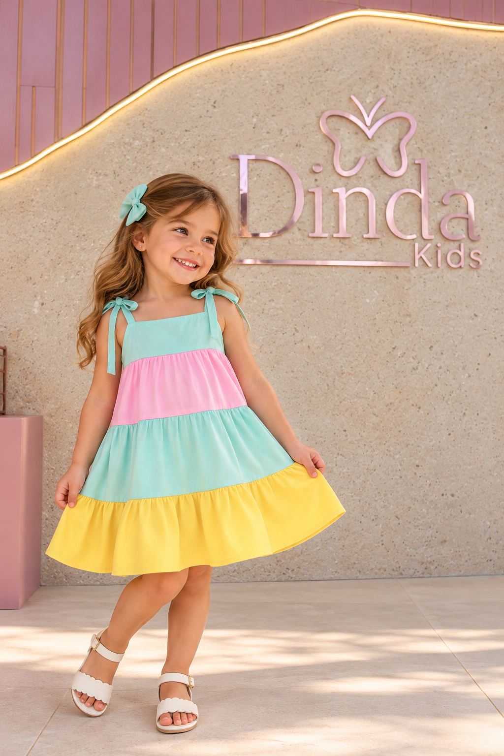 Vestido Infantil Colorê Candy com amarração 🍭💗