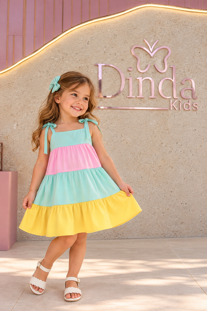 Vestido Infantil Colorê Candy com amarração 🍭💗