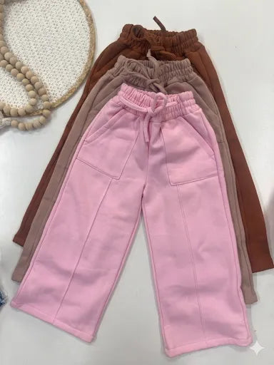 Calça Moletom Infantil Wide Leg Flanelada | Dinda Kids