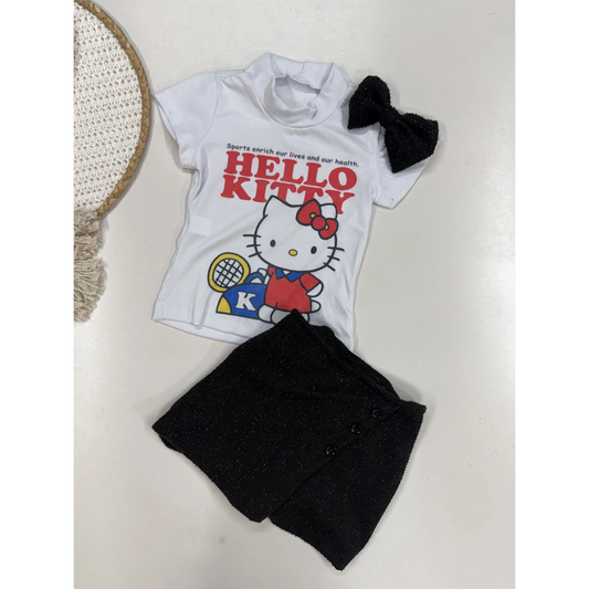 Conjunto Infantil Hello Kitty Tweed com Lurex | Dinda Kids