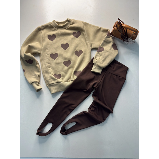 Moletom Infantil Feminino Coração Flanelado | Dinda Kids