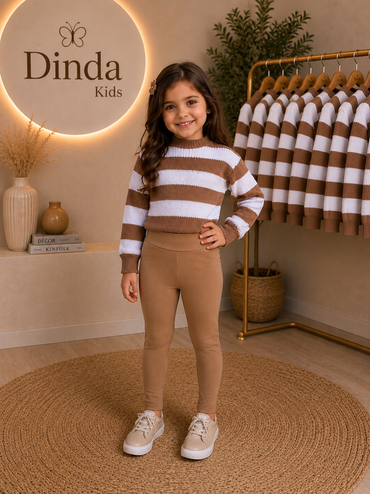 Conjunto Infantil Blusa de Tricot com Legging Flanelada
