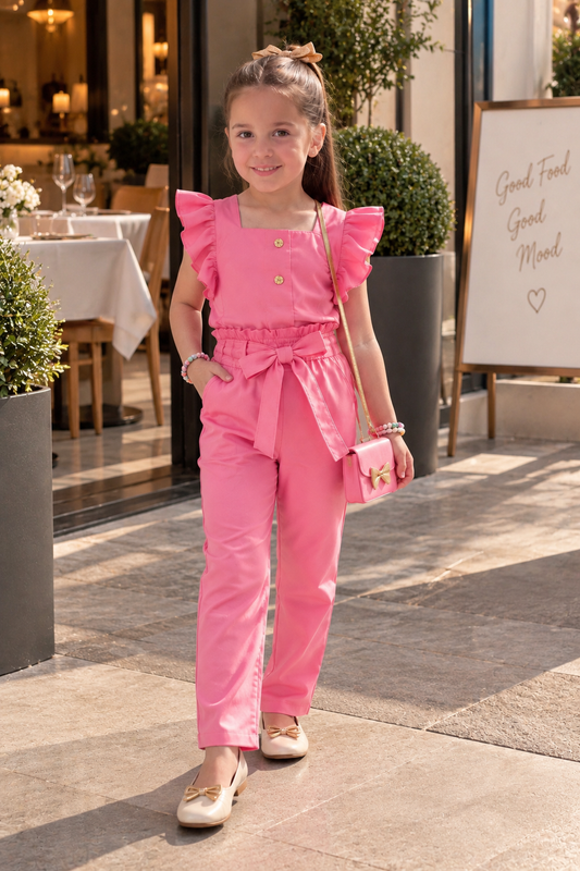 Conjunto Infantil Alfaiataria com Calça e Cropped