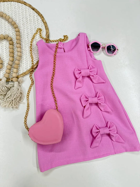 Vestido Infantil em Alfaiataria com Laços e Caimento Soltinho