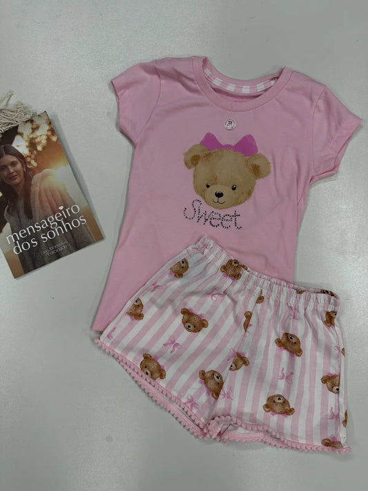 Pijama Infantil 100% Algodão com Blusa e Short Estampado