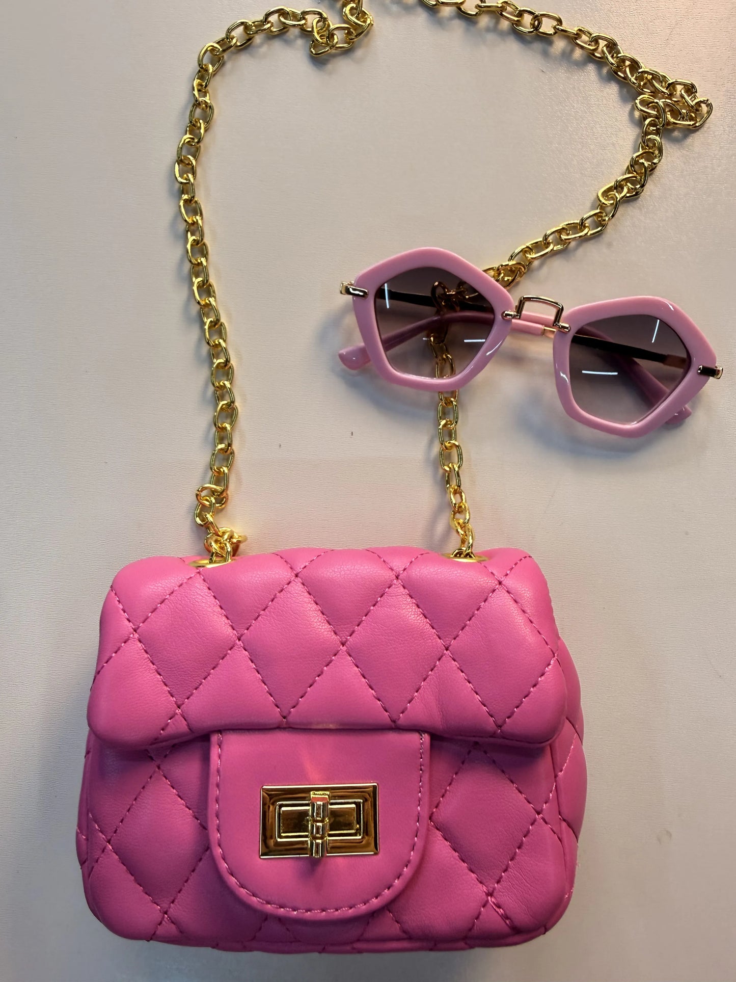 Bolsa Infantil Tiracolo Matelassê Corrente Dourada | Dinda Kids