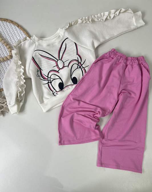 Conjunto Infantil Moletom Flanelado com Calça Wide Leg