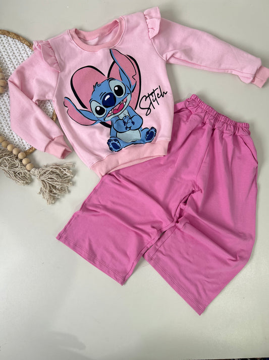 Conjunto Infantil Blusa de Moletom e Calça Wide Leg em Moletinho