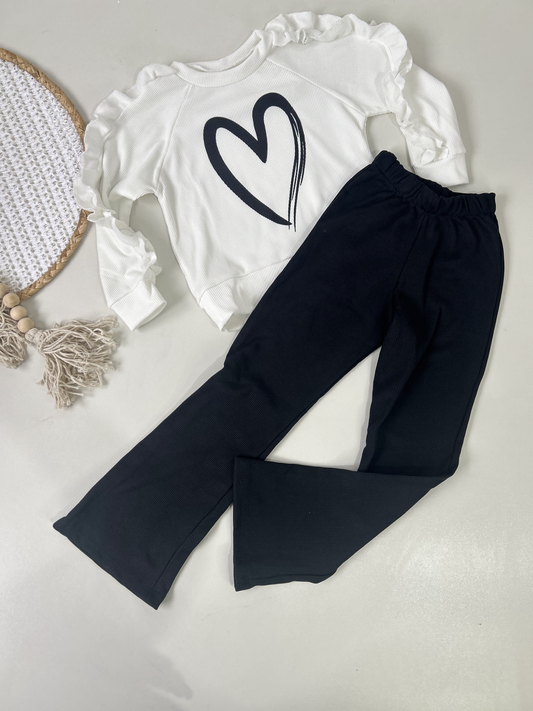 Conjunto Infantil Canelado com Moletom e Calça Flare