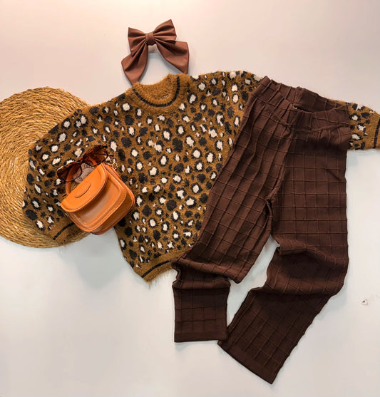 Legging Infantil em Lã Modal com Textura Quadriculada