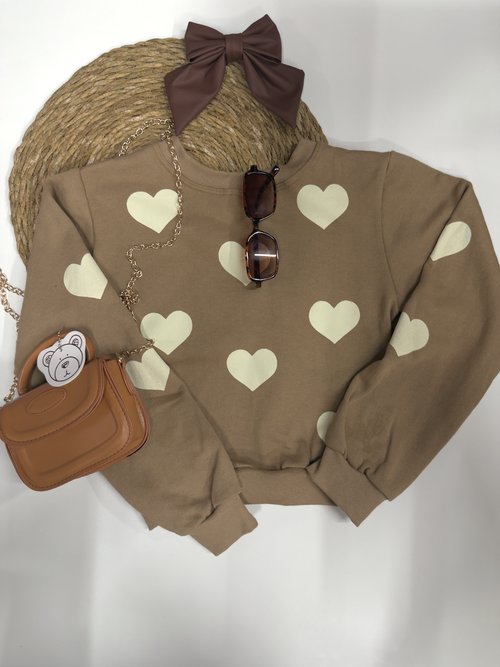 Moletom Infantil Feminino Coração Flanelado | Dinda Kids