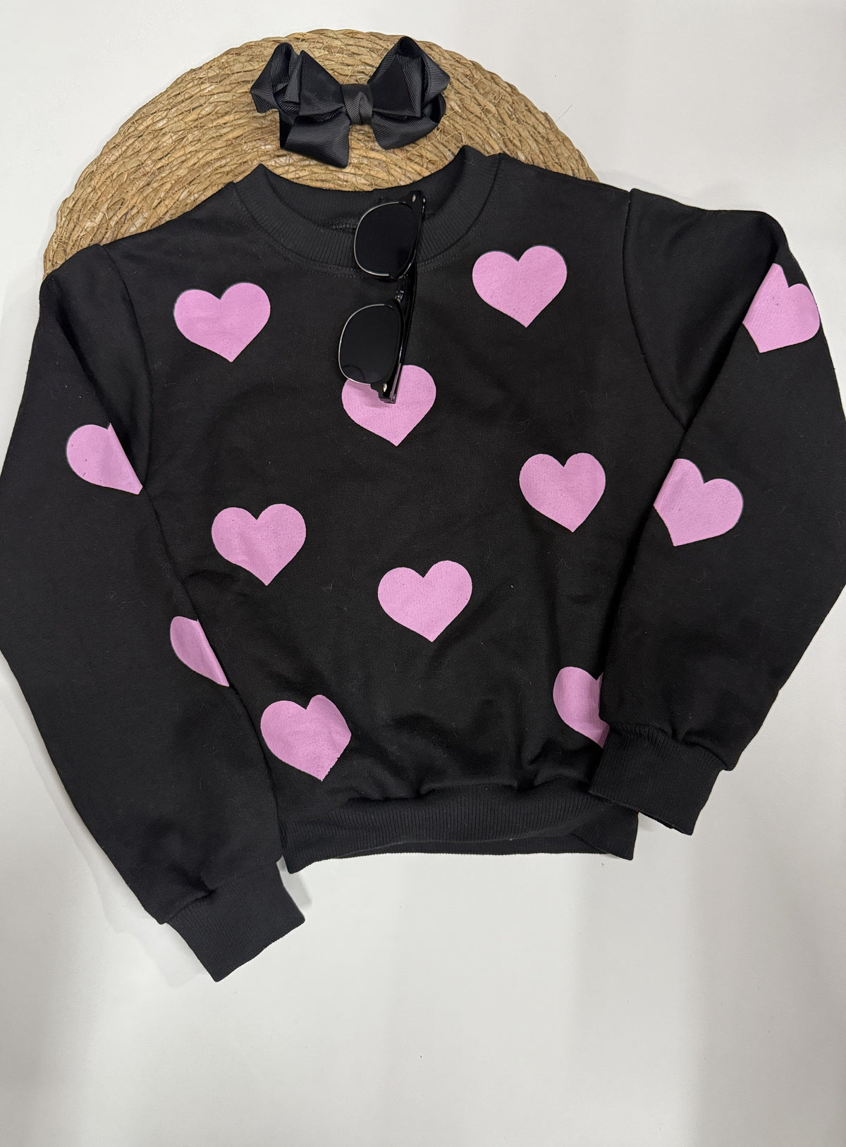 Moletom Infantil Feminino Coração Flanelado | Dinda Kids
