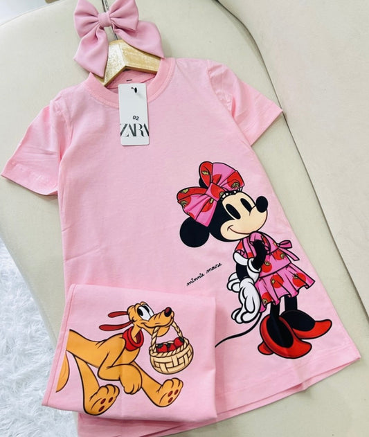 Vestido infantil Minnie e Pluto