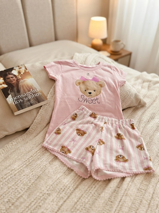 Pijama Infantil 100% Algodão com Blusa e Short Estampado