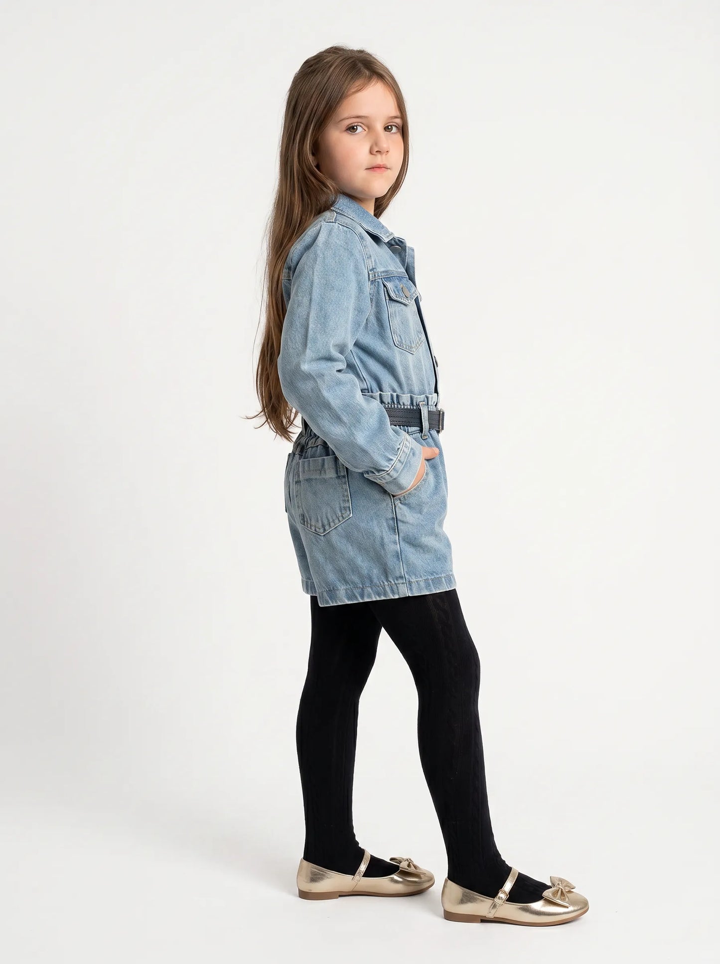 Macaquinho Jeans Infantil Cintura Elástica | Dinda Kids