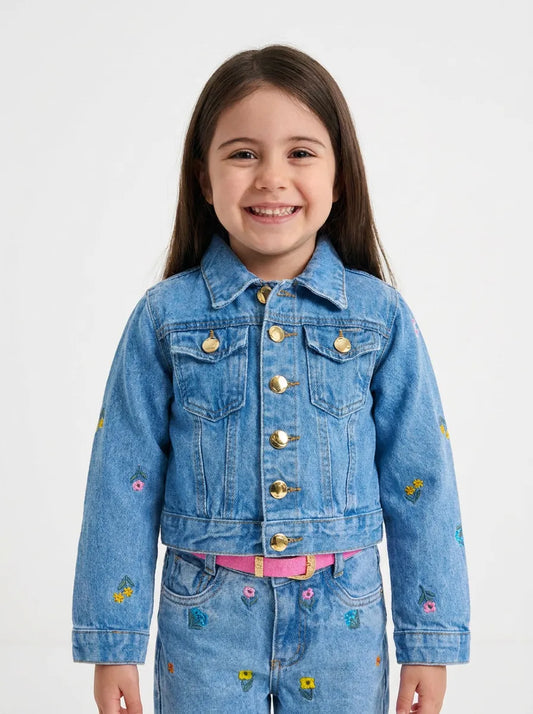 Conjunto Jeans Infantil Bordado Cintura Ajustável | Dinda Kids