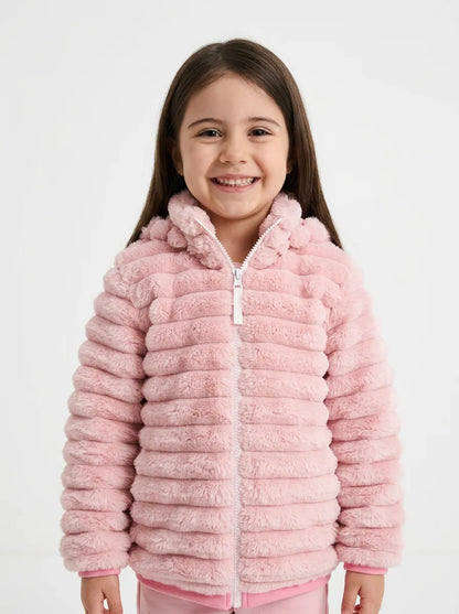 Casaco Infantil Pelúcia com Capuz Removível | Dinda Kids