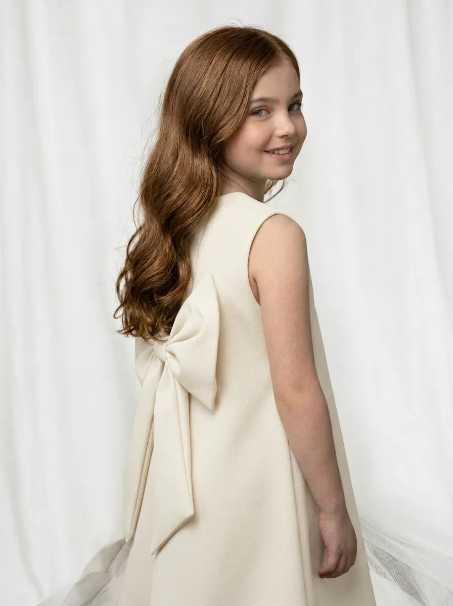 Vestido Infantil Festa Alfaiataria com Laço | Dinda Kids