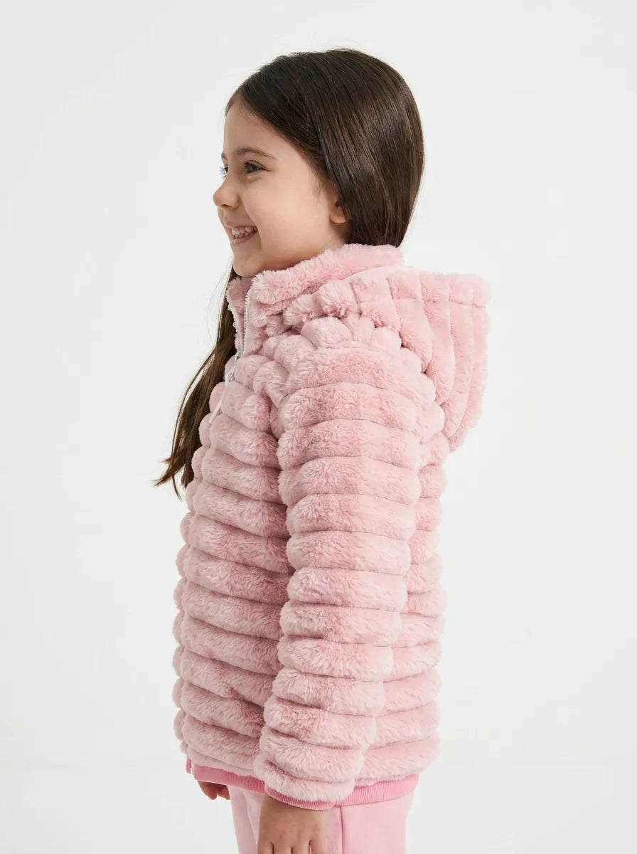 Casaco Infantil Pelúcia com Capuz Removível | Dinda Kids