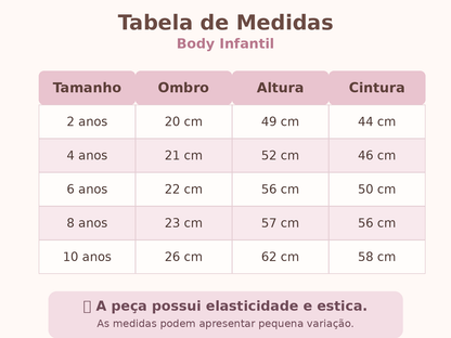 Body manga curta em poliamida infantil
